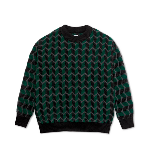 POLAR SKATE CO. - ZIG ZAG KNIT SWEATER BLACK/DARK TEAL