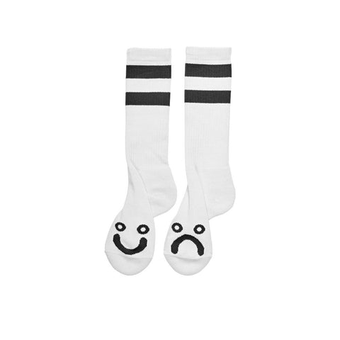 POLAR SKATE CO. - HAPPY SAD SOCKS LONG WHITE