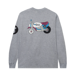 TIRED MOTO SPORT LS TEE HEATHER GREY